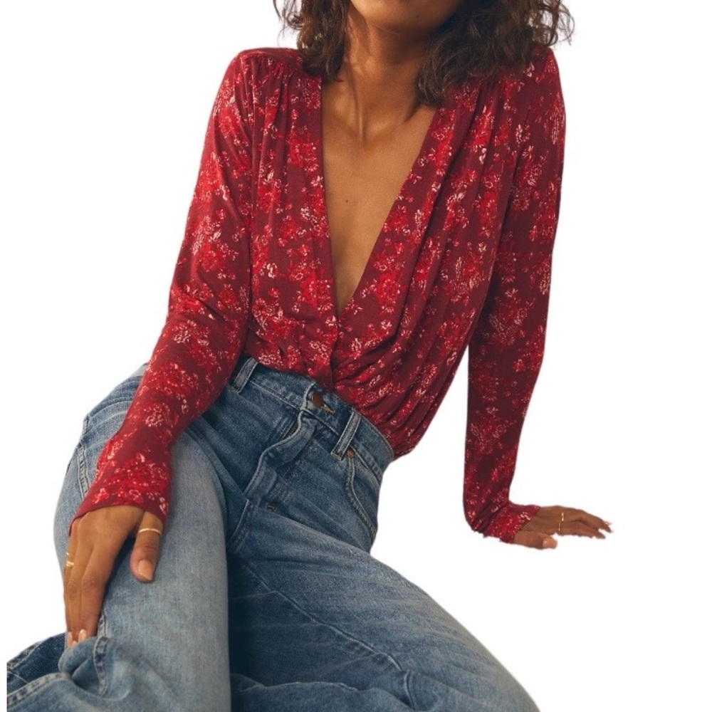 Free People Intimately Printed Turnt Bodysuit Size M